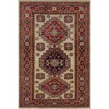 Super Kazak Tracie Ivory/Red Hand-knotted Wool Rug - 2'8 x 4'0 - 2'8" x 4'0" - 2'8" x 4'0"