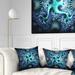 Designart 'Glowing Blue Fractal Flower Design' Abstract Throw Pillow