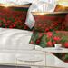 Designart 'Sunset over Garden with Red Poppies' Floral Throw Pillow