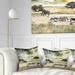 Designart 'Wild African Zebras and Elephant' African Throw Pillow