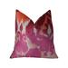 Plutus Velvet Grayce Fuchsia Coral and Cream Handmade Decorative Throw Pillow