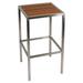 Cortesi Home Kratos Brushed Stainless Steel with Genuine Teak Top, Indoor or Outdoor Backless Barstool, 30"