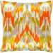 Virgil Orange & Lime Embroidered Ikat Poly Fill Throw Pillow (18" x 18")