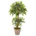 Nearly Natural Variegated Ficus 4.5-foot Artificial Tree in Farmhouse Planter