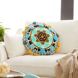 Decorative Throw Pillow w/ Eclectic Mandala Embroidery 20"