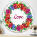 Designart 'Love and Flowers' Printed Cabin and Lodge Oval and Circle Wall Mirror