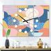 Designart 'Modern geometric shapes pattern' Oversized Mid-Century wall clock - 3 Panels - 36 in. wide x 28 in. high - 3 Panels