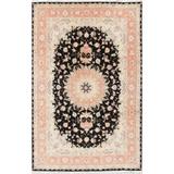 Handmade Wool / Silk Tabriz Persian Floral Carpet Area Rug - 9'9" x 6'8"