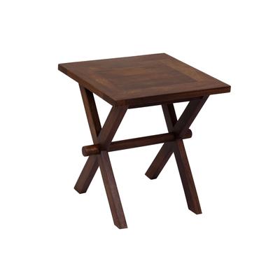 X-Table Solid Mango Wood End Table, Chestnut