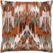 Virgil Brown & Green Embroidered Ikat Feather Down Throw Pillow (20" x 20")