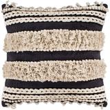 Rylie Charcoal Bohemian Braided Shag Feather Down Throw Pillow (18" x 18")