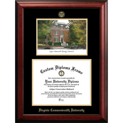 Virginia Commonwealth University 14w x 11h Gold Embossed Diploma Frame with Campus Images Lithograph