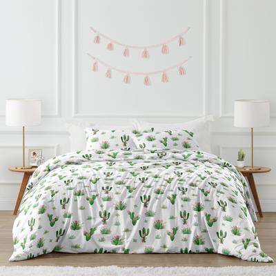 Sweet Jojo Designs Pink and Green Boho Watercolor Cactus Floral Collection Girl 3-piece Full / Queen-size Comforter Set