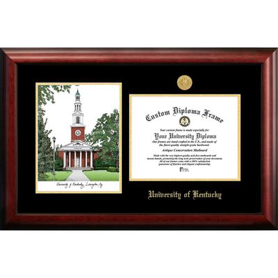 University of Kentucky 11w x 8.5h Gold Embossed Diploma Frame with Campus Images Lithograph