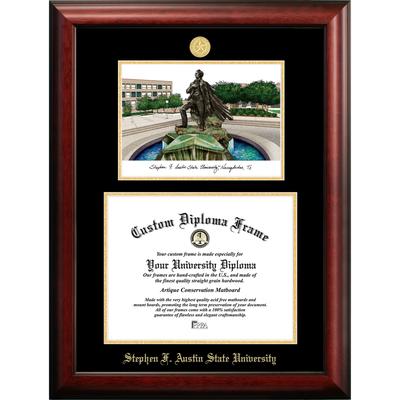 Stephen F Austin 14w x 11h Gold Embossed Diploma Frame with Campus Images Lithograph