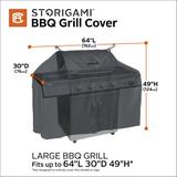 Classic Accessories Storigami Easy Fold Water-Resistant 64 Inch BBQ Grill Cover, Charcoal Black