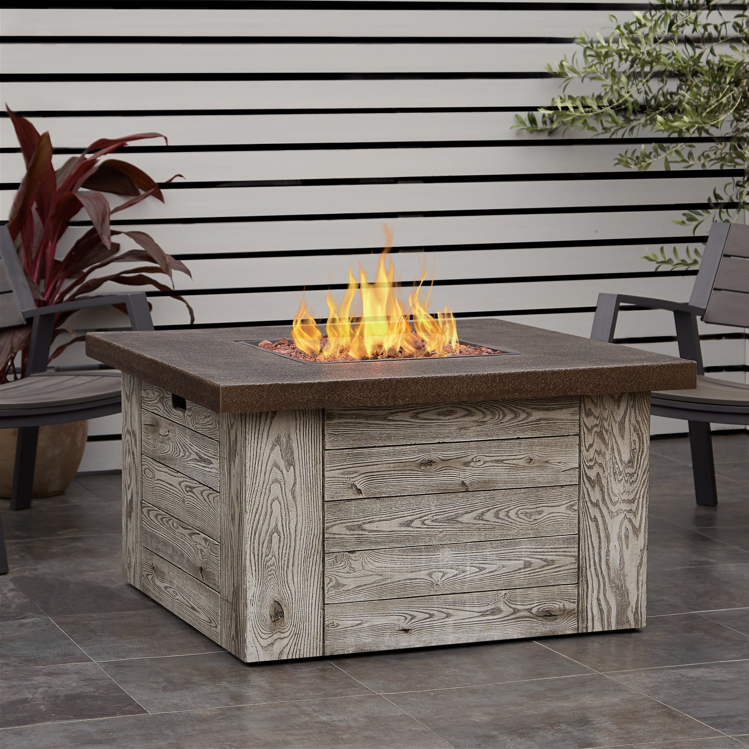 Forest Ridge 42" Gas Fire Table in Weathered Gray by Real Flame