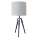 26.75" Modern Gray Faux Leather Tripod Table Lamp