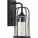 Watch Hill Collection 1-Light Textured Black Clear Seeded Glass Farmhouse Outdoor Small Wall Lantern Light