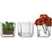 Set of 3 Glass Square Vases 4 x 4 Inch
