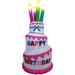 Fraser Hill Farm 6-Ft. Tall Happy Birthday Cake with 4 Faux Candles - 6 ft.