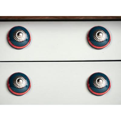 1.5" x 1.5" x 1.5" Ceramic Metal Navy and Red 8 Pack Knob