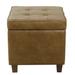 HomePop Square Tufted Storage Ottoman - Distressed Brown Faux Leather