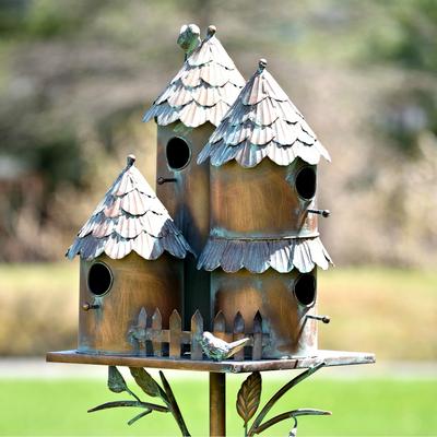 Country Style Iron Birdhouse Stake "Pipersville"