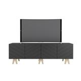Nexera Runway 72-Inch TV Stand, Charcoal Grey and Birch Plywood