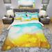 Designart 'Yellow Flowers on Blue Background' Modern & Contemporary Bedding Set - Duvet Cover & Shams