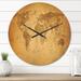 Designart 'Vintage Classic Map' Oversized Global Wall CLock