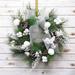 Artificial Frosty Cotton Berry Pine Cone & Pine Christmas Wreath 24in - White - 24" L x 24" W x 6" DP