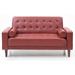 LYKE Home Button-tufted Red Faux Leather Sleeper Loveseat