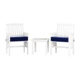 CorLiving Miramar Whitewashed Hardwood Outdoor Chair & Table Set, 3pc - N/A