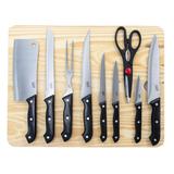 Gibson Home Wildcraft 10 Piece Cutlery Set with Wooden Cutting Board - Black