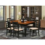 East West Furniture 7 Piece Kitchen Table Set- a Dining Table and 6 Kitchen Chairs, Black & Cherry(Seat Type Options)