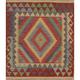 Hand Woven Southwestern Kilim Oriental Diamond Wool Turkish Area Rug - 3'7" X 3'1"