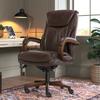 La-Z-Boy Big and Tall Edmonton Executive Office Chair with Comfort Core Cushions, Solid Wood Arms & Base