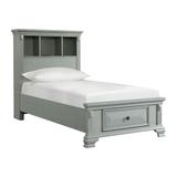 Picket House Furnishings Trent Twin Storage Bookcase Bed with USB in Gray