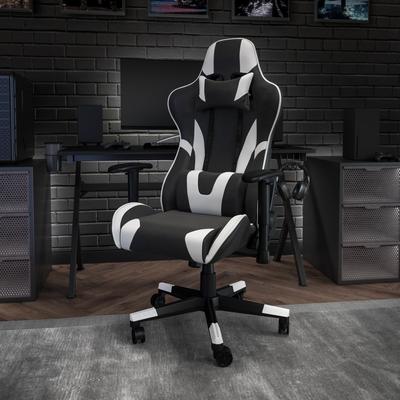 Racing Gaming Ergonomic Chair with Fully Reclining Back in Red LeatherSoft