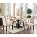 Brec Rustic Marble Top 5-Piece Round Dining Table Set with Tufted Chairs by Furniture of America