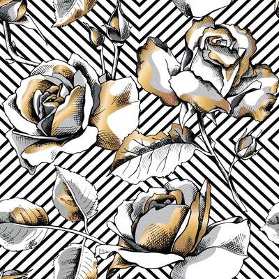 Rose Gold Rosses Removable Wallpaper - 10'ft H x 24''inch W