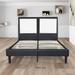 Sleeplanner 14-inch Dura Metal Bed Frame with Black Diamond Faux Leather Headboard