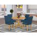 East West Furniture 5 Piece Dining Table Set- a Round Kitchen Table and 4 Parson Dining Chairs, (Finish & Upholstered Options)