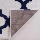 LaDole Rugs Shaggy Fes Abstract Small Area Rug Runner Rug in Dark Blue White