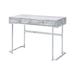 ACME Tigress Writing Desk in White Printed Faux Marble and Chrome