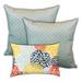 Fall Dahlia Blossums Indoor/Outdoor, Zippered Pillow Cover, Set of 2 Large & 1 Lumbar, Seafoam, Orange, Yellow