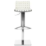 SAFAVIEH 21.7-30.7-inch Mitchell White Leather Seat Stainless-Steel Adjustable Bar Stool - 18.5" x 15.4" x 29.5"