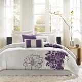 Madison Park Bridgette Taupe Grey/Purple Floral-pattern Cotton Comforter Set