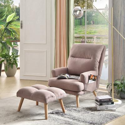 OVIOS Wood Recliner Chair with Ottoman